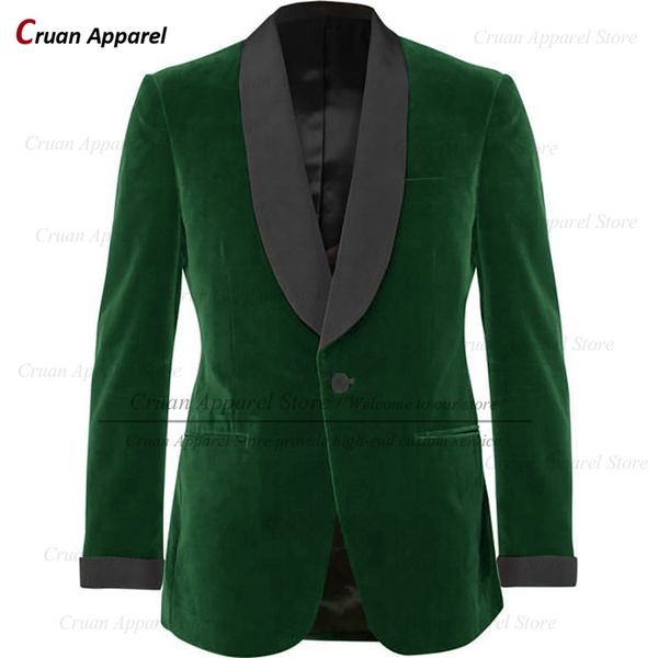 Herrenanzüge, Blazer, ein Blazer, luxuriöser grüner Samt-Herrenblazer für Hochzeitsessen, maßgeschneiderte Gentleman-Anzugjacke, formeller Slim-Fit-Männermantel 230827