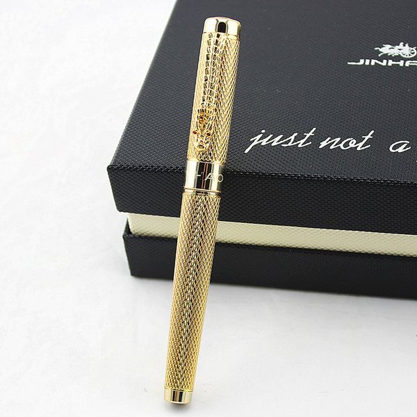 Canetas esferográficas luxo presente caneta conjunto jinhao 1200 alta qualidade dragão rollerball com caixa original de metal para o Natal 230826