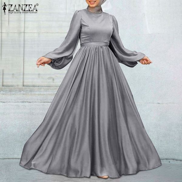 Ethnische Kleidung, muslimisches Kleid, Party, Urlaub, solide, Dubai, Abaya, ZANZEA, elegante Damenmode, Satin, Maxi, Türkei, Hijab, Herbst, islamische Kleidung, Robe 230826