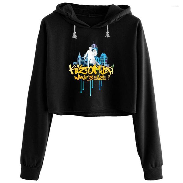 Damen Hoodies Kizomba What Crop Frauen Harajuku Anime Emo Ästhetischer Pullover für Mädchen