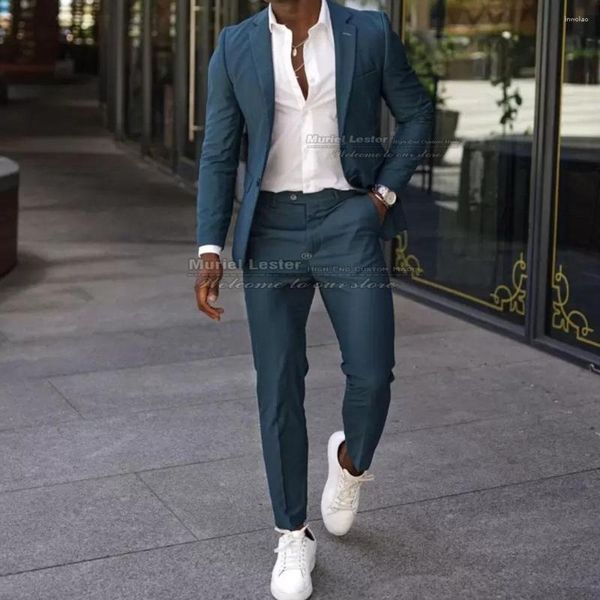 Abiti da uomo Belli uomini d'affari Borgogna Smart Casual Groomsman Smoking Custom Made 2 Pezzi Blazer Skinny Trajes De Hombre 2023