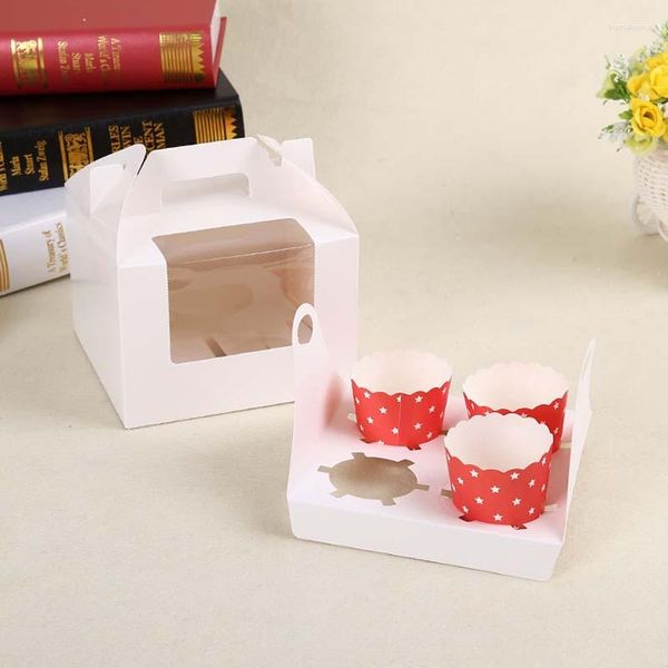 Envoltório de presentes 5 pcs Kraft papel bolo caixa natal casamento favor portátil pudim cupcake doces saco sobremesa organizador de embalagem de alimentos