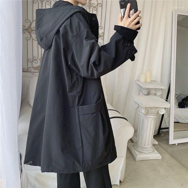 Männer Trenchcoats DIMI Männlich Casual Outwear Hip Hop Streetwear Männer Mit Kapuze Jacken Schwarz Harajuku Windjacke Mantel