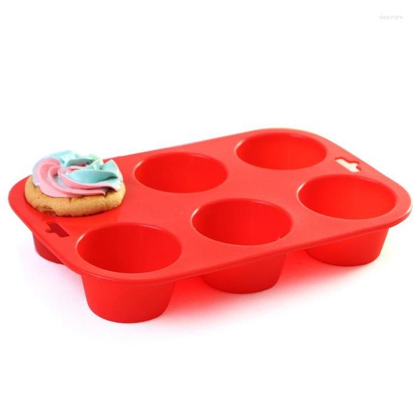 Stampi da forno 6 fori Stampo per torta in silicone a forma rotonda Stampi per muffin e cupcake Cucina Cottura Bakeware Maker Strumenti di decorazione fai-da-te