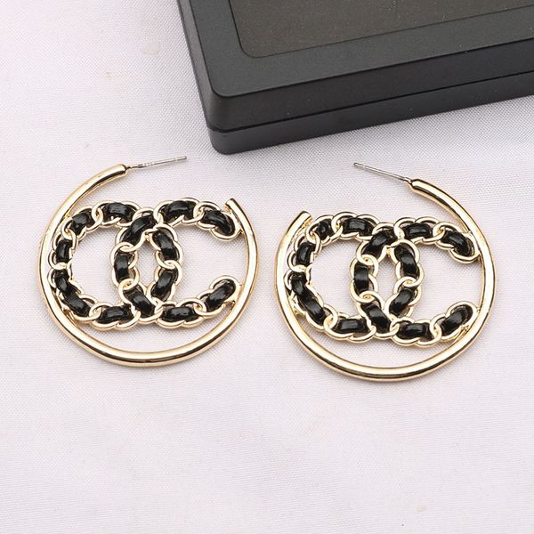 20 estilo brincos designer para mulher marca brincos de argola de couro luxo 18k brincos de ouro jóias acessórios presente