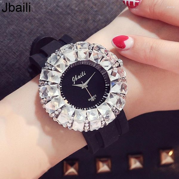 Orologi da polso Orologio da donna di moda Brillante cristallo BlingBling Orologi al quarzo da donna Cinturino in silicone Casual da donna Relogio Feminino