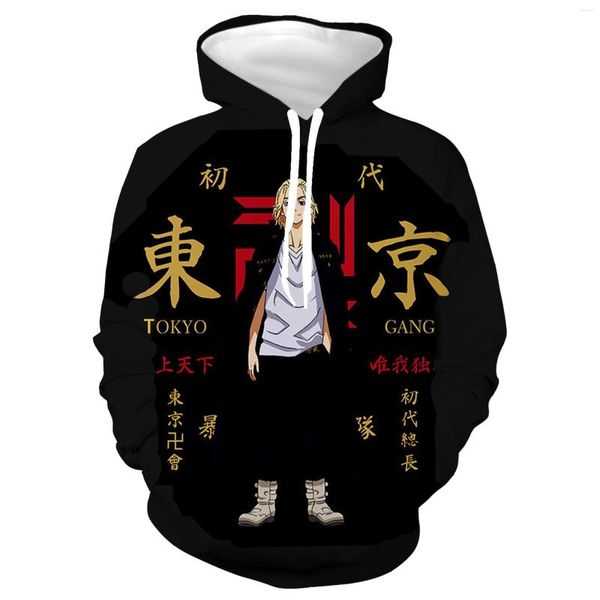 Felpe con cappuccio da uomo Anime Tokyo Revengers 3D Print Cosplay e felpe accoglienti top pullover per donna/uomo autunno giacca nera