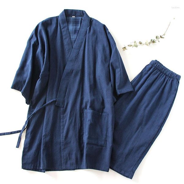 Damen-Nachtwäsche, Herren-Pyjama, kurzer Sommer-Bademantel, Baumwolle, japanischer Kurzarm-Gaze-Kimono, Homewear, feuchtigkeitsableitende Kleidung