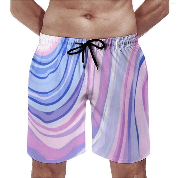 Herren Shorts Liquid Art Print Board Sommer Lila Marmor Klassisch Strand Mann Sportbekleidung Bequemes Design Badehose