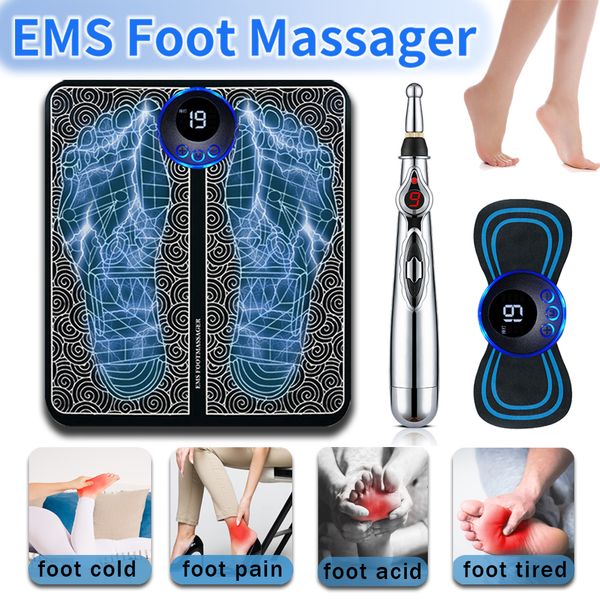 Massageador de pés EMS Elétrico Massageador de pés Pad Tapete de massagem portátil Alívio da dor Relaxe pés Acupontos melhoram a circulação sanguínea Massageador de pés 230826