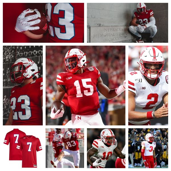 Nebraska Cornhuskers Camisa de Futebol 94 Riley Van Poppel 71 Jacob Hood 14 Rahmir Johnson 28 Demitrius Bell 41 Nação 59 Henry Lutovsky 97 Blaise Gunnerson 23