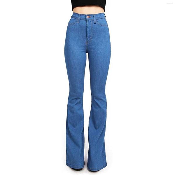 Damenjeans Micro Long Stretch Waist Slim Flare High Tight Pants