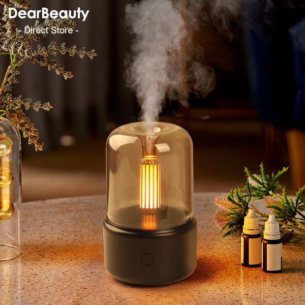 Outros eletrônicos à luz de velas difusor de aroma portátil elétrico ultrassônico umidificador de ar óleo essencial fabricante de névoa fria com luz noturna LED 230826