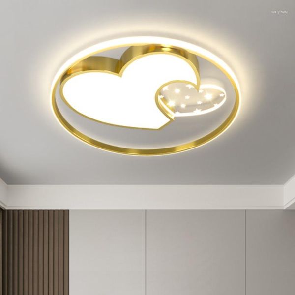 Lampadari LED Moderne Camere da letto Cucine Illuminazione per interni Decorazioni per la casa Lampade Parlor Foyer Luminaria a forma di cuore Luci color oro