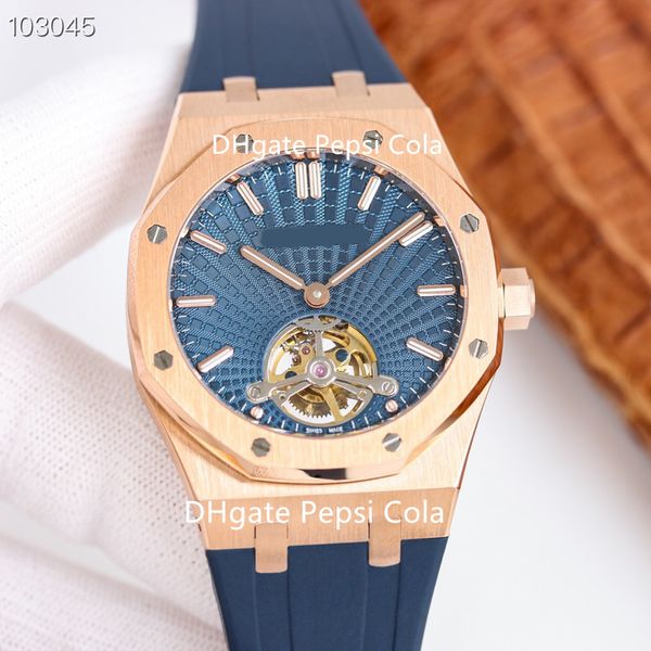 Top JC Factory fabrique 8 montres pour hommes de style 26522 41mm chaîne manuelle montre mécanique Tourbillon cal.2924 bracelet en caoutchouc super lumineux montres-bracelets étanches