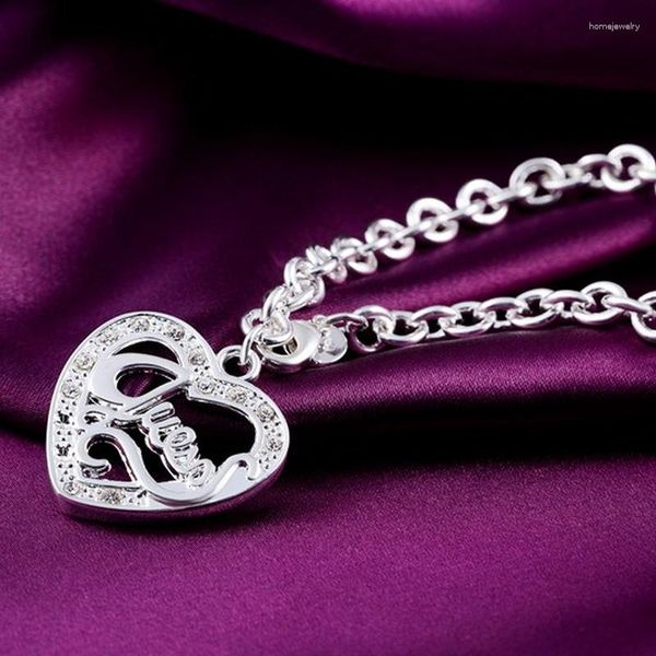 Braccialetti a maglie Moda regalo di San Valentino Colore argento Marchio Cuore Scava fuori il braccialetto per il commercio all'ingrosso di gioielli da donna