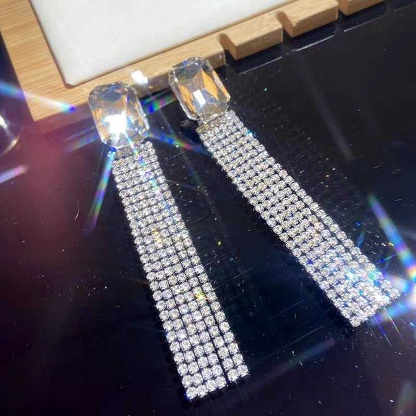 Brincos de designer SL Luxo Top Mesmo Estilo Borla Brilhante Cheio de Diamante Celebridade Vestido Zircão Brincos Atmosfera Versátil Brincos Presentes Acessórios Jóias