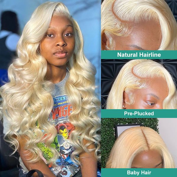 Body Wave 220% HD 613 Honey Blonde 30 40 pollici Full 13x4 13x6 parrucche anteriori capelli Human Glueless Pizzo Parrucca frontale per donne