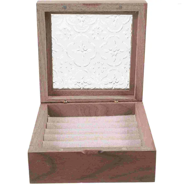 Bolsas de jóias Caixa de armazenamento de brincos Madeira pequena organizadora caixa de terrário titular de madeira casos diversos