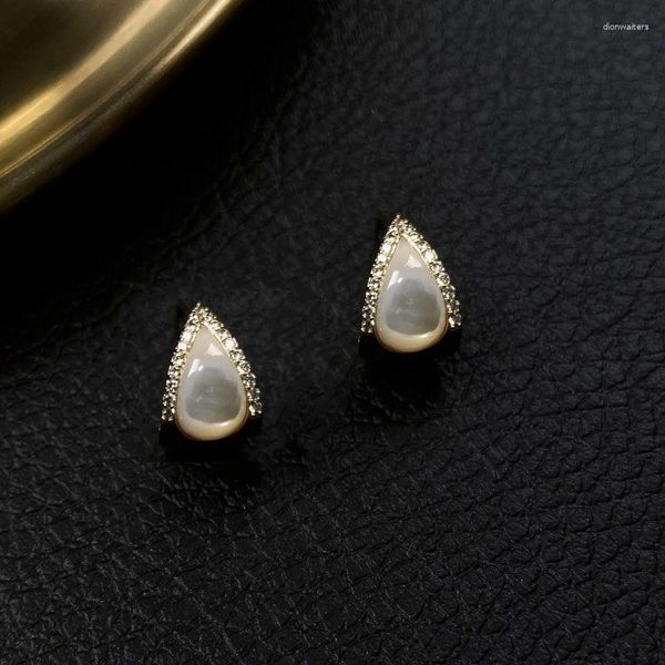 Ohrstecker Glitzernde Wassertropfen Perle Elegante weiße Ohrringe Silber eingelegt Mode für Frauen Bankettschmuck