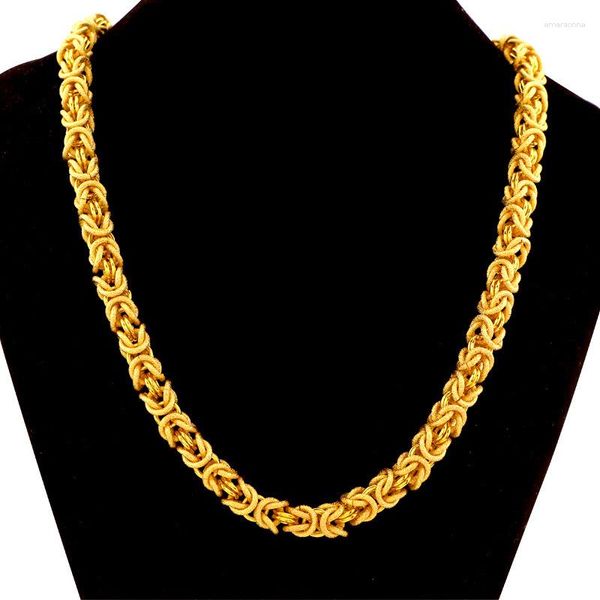 Цепочки Hoyon Pure 24K Gold Color Ожерелье для мужчин дракона голова