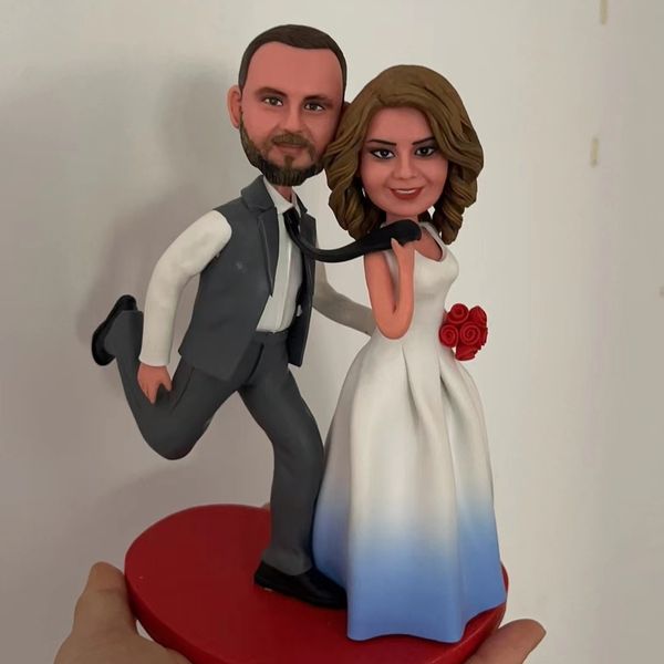 Bonecas au301 personalizado artesanal bolo de casamento topper figuras personalizadas diy ação engraçada especial 230826