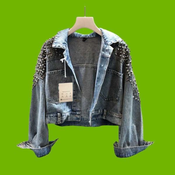 Mäntel Damen Jacken Oberbekleidung mit Nieten Denim Jean Tops europäischen Herbst neue weibliche Nagel kurze Waschung Jeans Jacke Mädchen Mode