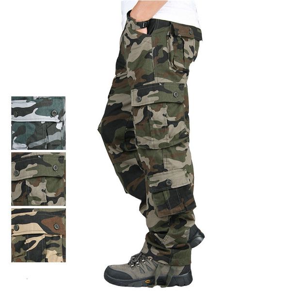 Tute da uomo Camouflage Camo Cargo Pants Uomo Casual Multitasche Baggy Combat Pantaloni larghi Complessivo Esercito Militare Tattico Hombre 44 230826