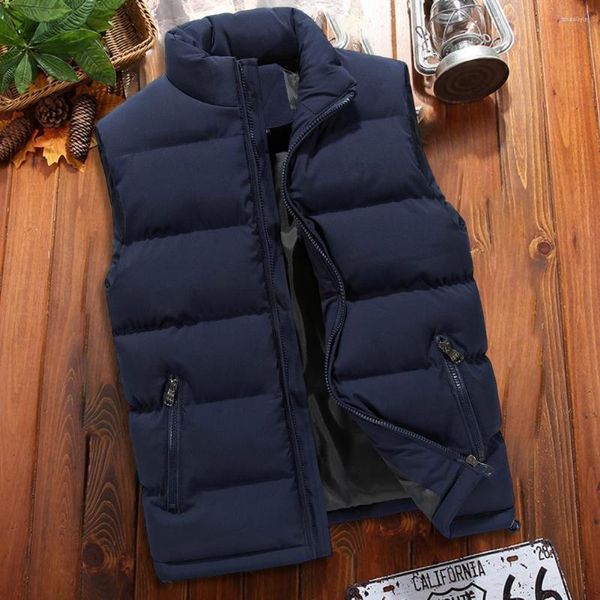 Gilet da uomo Gilet imbottito da uomo resistente all'acqua con colletto rialzato abbottonatura con cerniera per attività all'aperto in autunno inverno maschio