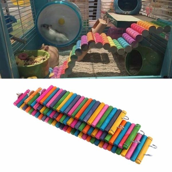 Depolama çantaları 1 adet evcil hayvanlar papağan hamster tırmanma oyuncaklar renkli brige egzersiz merdiveni doğal ağaçlar evcil oyuncak renk rand. Mmm