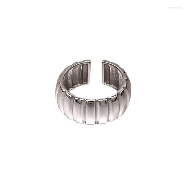 Cluster Anéis Genuíno S925 Sterling Silver Coreano Wide Face Ring Gear Abertura