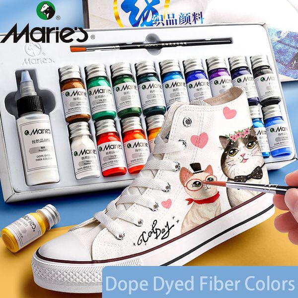 Suprimentos de pintura Tingido Fibra Permanente Tecido Pintura Set 10mlTube Têxtil Acrílico para Roupas Canvas Impermeável 230826