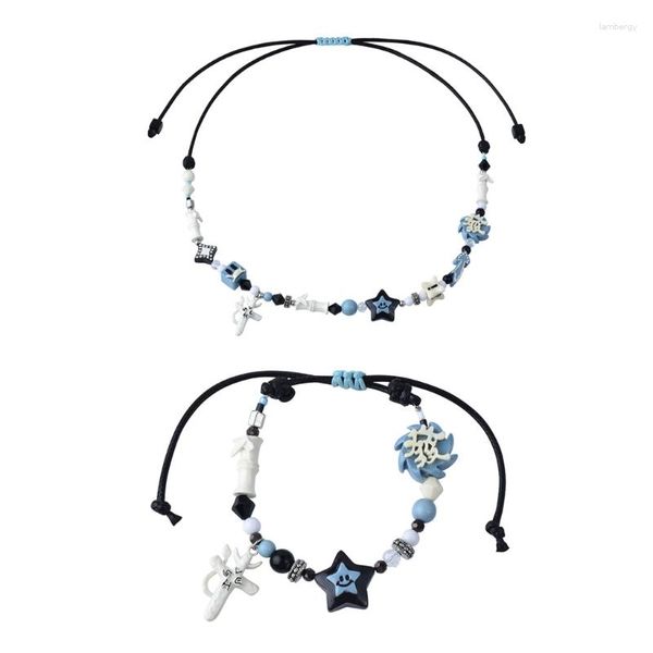 Catene Collana con catenella di perline Bracciale con corda intrecciata Gioielli da indossare ogni giorno da donna