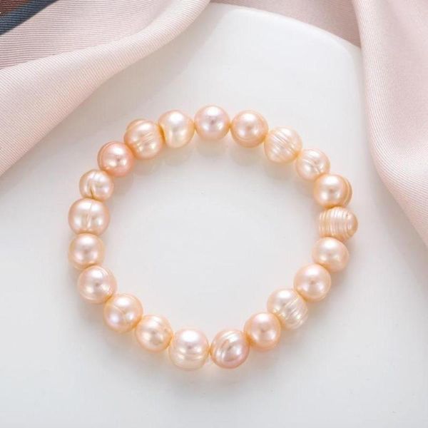 Braccialetti con ciondoli Bracciale con perle d'acqua dolce naturali, struttura di crescita da 7-8 mm, braccialetto rotondo semplice, per regalo di gioielli di moda dalla fidanzata alla madre