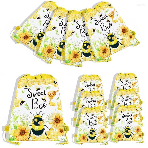 Confezione regalo 10 pezzi Cartoon Insetti Honey Bee Wild One Party Borse regalo in tessuto non tessuto Baby Shower Confezione di caramelle Zaino Forniture di compleanno