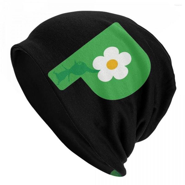 Berets unissex pikmin logotipo verde gorros roupas vintage bonnet chapéu de malha design exclusivo inverno quente bonés presentes de aniversário ideia