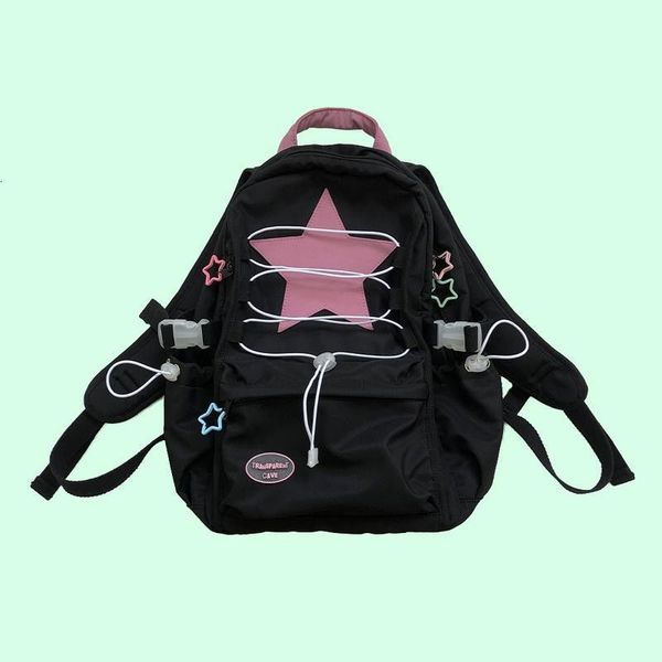 Sacos escolares 2023 Rosa Estrela Highcapacity Mochila Coreano Preppy para Estudantes Universitários Casual All Match Travel Back Pack 230826