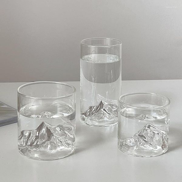 Copos de vinho INS estilo japonês Mountain View Cup transparente high-end vidro nicho design água uísque