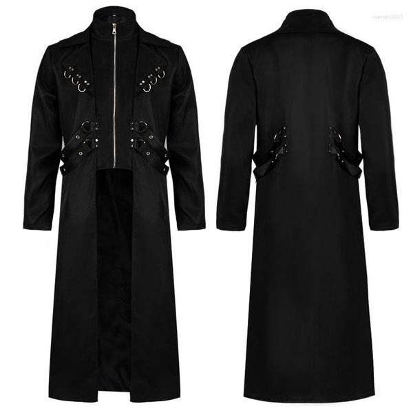 Herren Trenchcoats Halloween Mittelalter Renaissance Punk Mantel Showkleid Vintage Gothic Lang