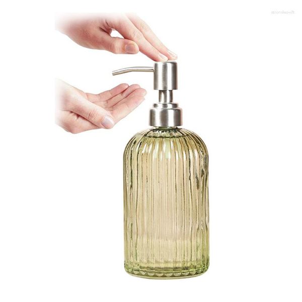 Flüssigseifenspender 500ML Shampoo Hand Glas Bad Creme Flasche mit Edelstahlpumpe für Badezimmer Küchendekoration