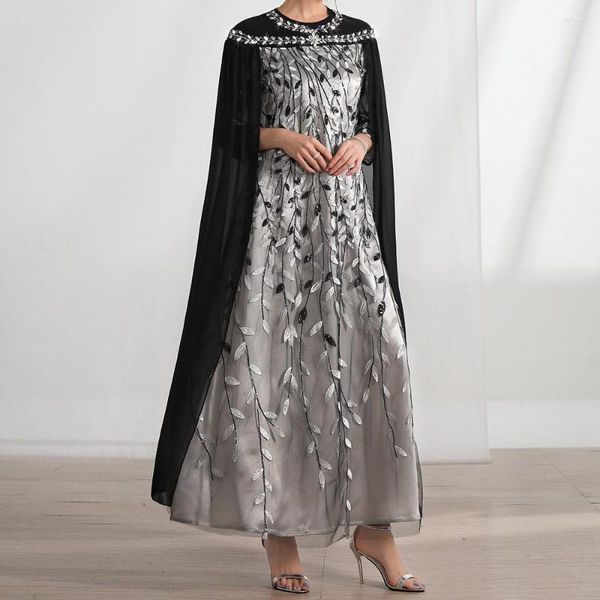 Roupas étnicas Diamantes Bordados Dubai Turquia Mulheres Manto Maxi Vestido Cape Evening Party Vestido Marroquino Kaftan Muçulmano Eid Ramadan Abayas