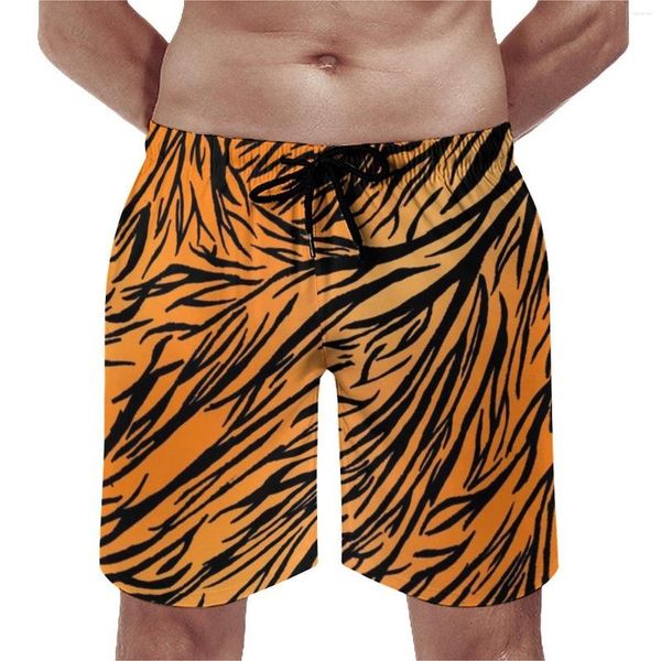 Shorts masculinos legal tigre impressão placa verão preto listras clássico calças curtas masculino surf secagem rápida troncos de natação personalizados