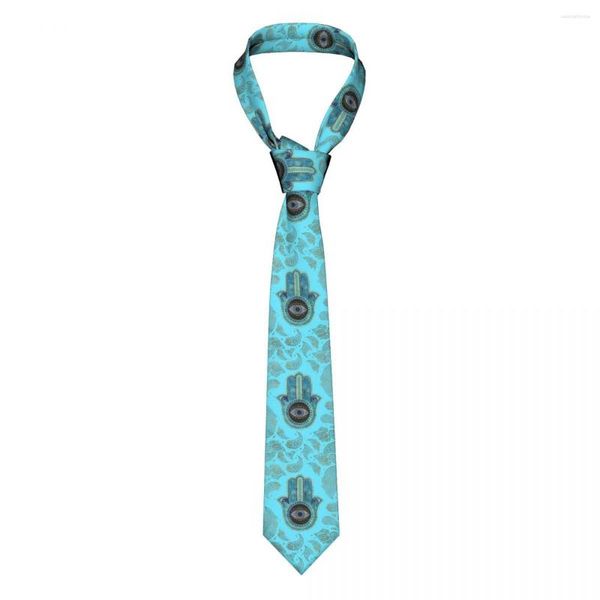 Yay TIES HAMSA EL FATIMA PAISLELY ERKEKLER KADIN KAZANI Slim Polyester 8 cm Dar Dar İyi Şans Sembolü Aksesuarlar için Cravat