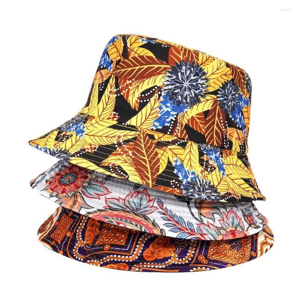 Berets 2023 balde chapéus para mulheres verão protetor solar pescador chapéu retro pote brock graffiti dupla face panamá sol tendência