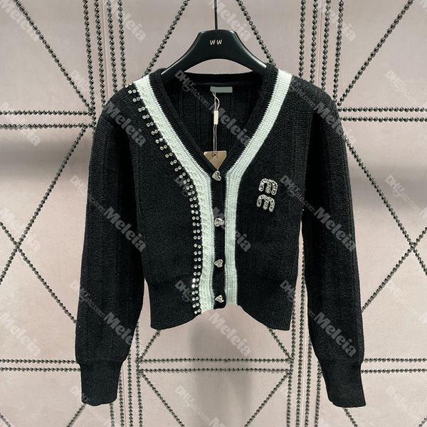 Cardigan feminino oversize amor botão suéteres de malha artesanal strass carta casacos