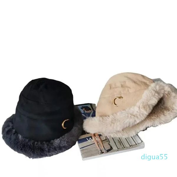Cappelli da pescatore in pelliccia calda addensata calda invernale Cappello da pescatore blu di design Cappello da esterno in tinta unita di moda per berretti da donna Tappo piatto casual
