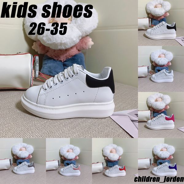 2023 Designer Kids Sapatos Branco Rosa Sonho Azul Único Strap Outsized Sneaker Sola De Borracha Infantil Meninos Meninas Macio Couro De Bezerro Lace Up Treinadores Calçados Esportivos