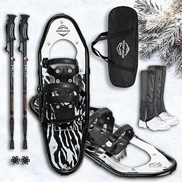 Ciclismo Caps Máscaras Leve Terreno Snowshoes Set para Homens Mulheres Juventude Crianças Peso Leve Liga de Alumínio Sapatos de Neve com Pólos de Trekking W 230828