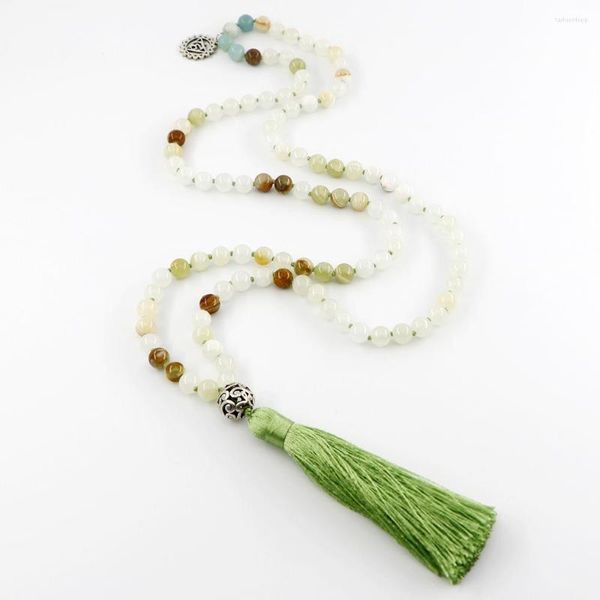 Colares Pingente Handmade Atada 8mm Mala Beads Colar Para Mulheres Espiritual Yoga Jóias Presente EDO2211