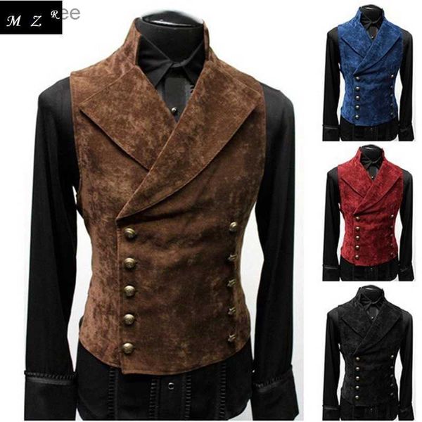 Masculino duplo breasted gótico steampunk veludo gola medieval vitoriano preto palco cosplay vestido de baile tamanho grande S-5XL hkd230828